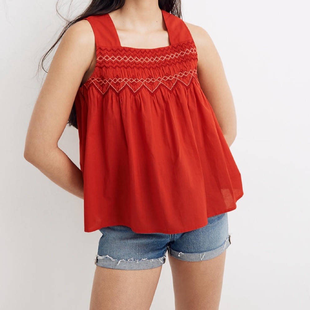 Red tank top blouse